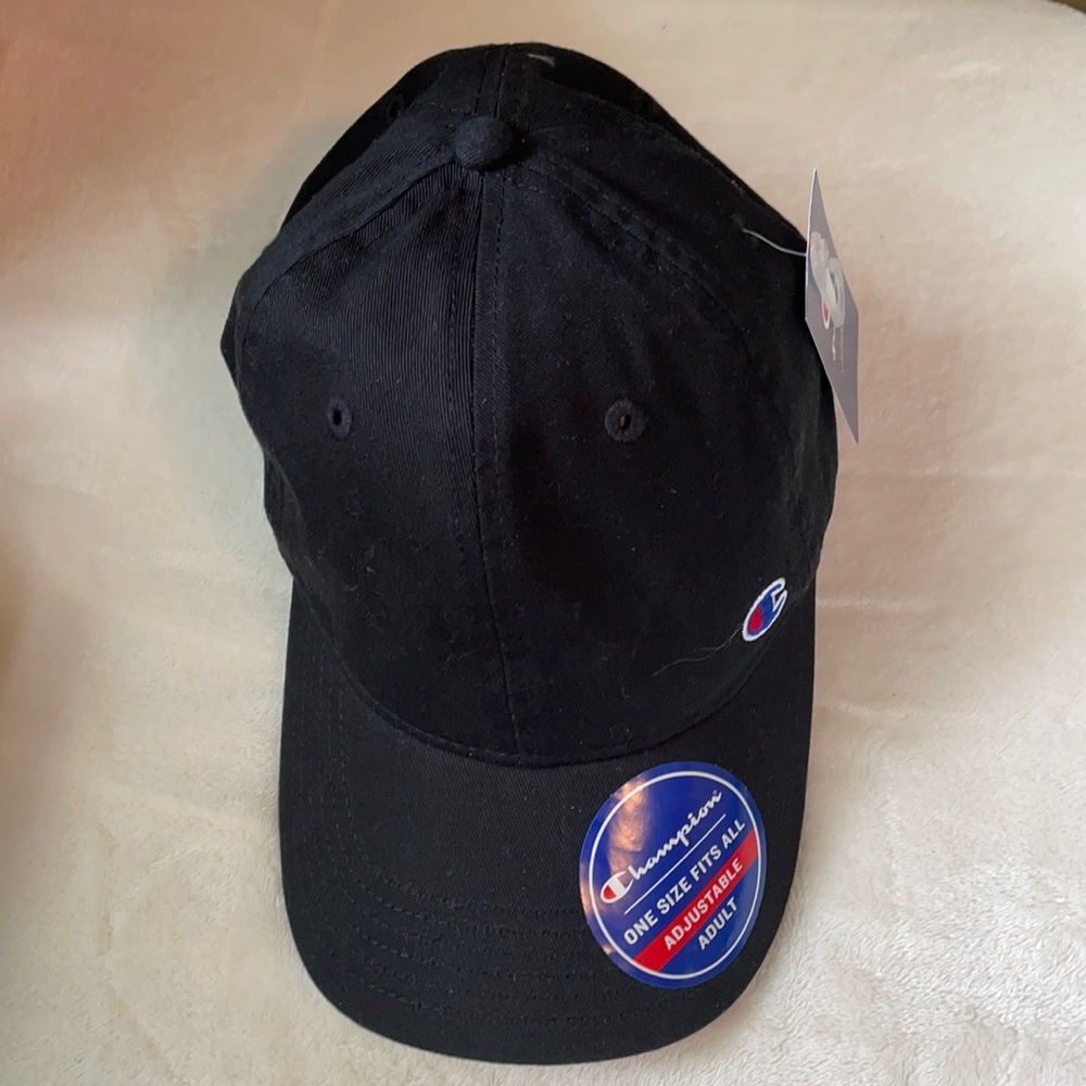 Champion baseball cap hat. Adult one size. Black.